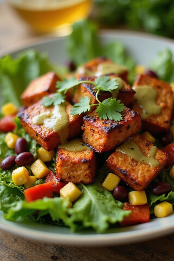 Barbecued Tofu and Grilled Corn Salad - preparation