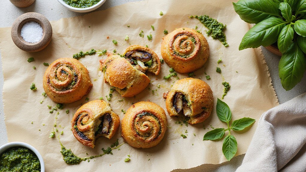Best Mushroom Seitan Rolls With Basil Pesto