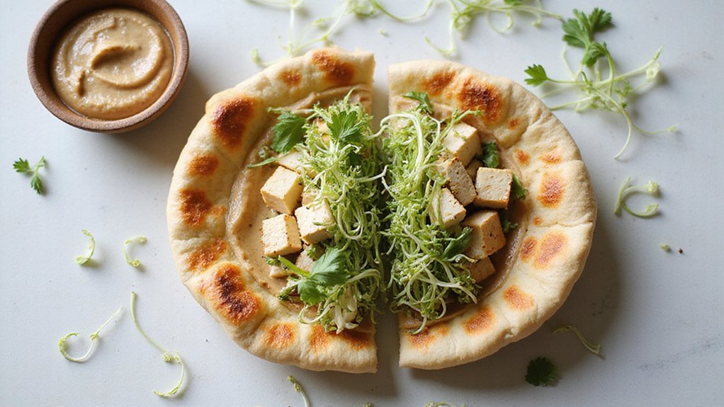Best Tofu Hummus Sprout Pita (Protein-Packed)