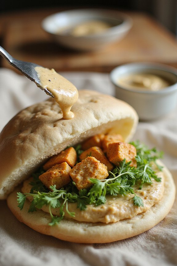 Best Tofu Hummus Sprout Pita (Protein-Packed) - preparation
