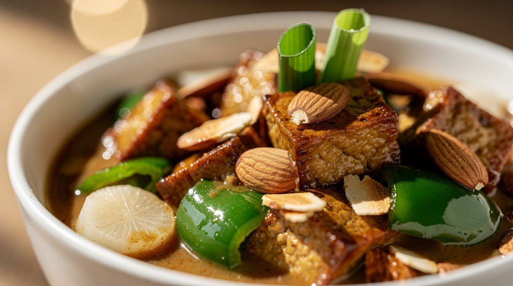 Creamy Almond Tofu (Vegan Restaurant Favorite) - preparation