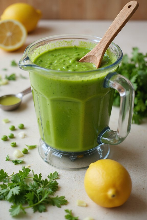 Creamy Green Pea Pasta Sauce (Vegan) - preparation