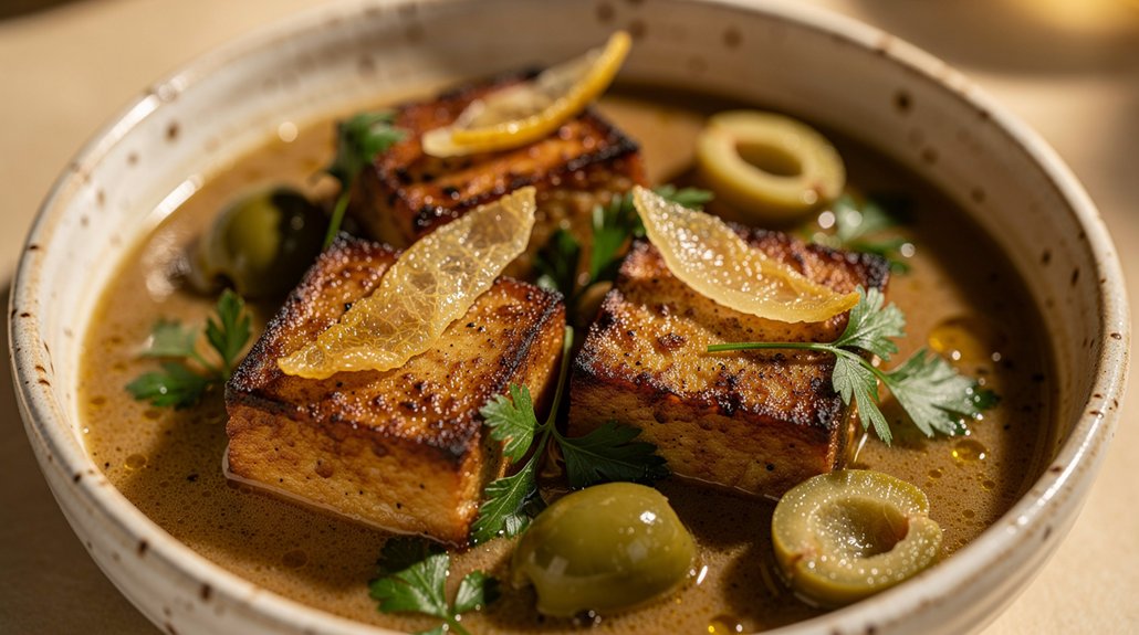 Crispy Tofu With Olives & Preserved Lemon - preparation