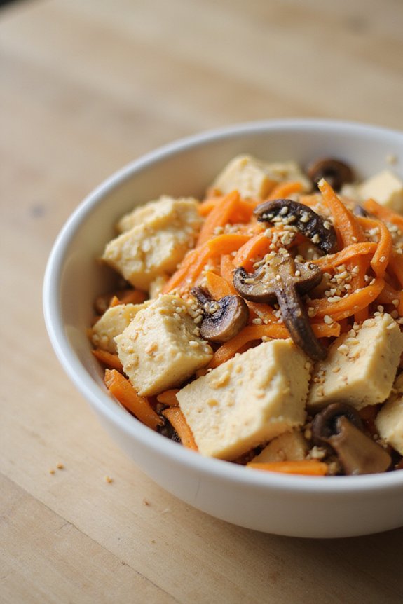 Crumbled Tofu & Carrot With Sesame - preparation