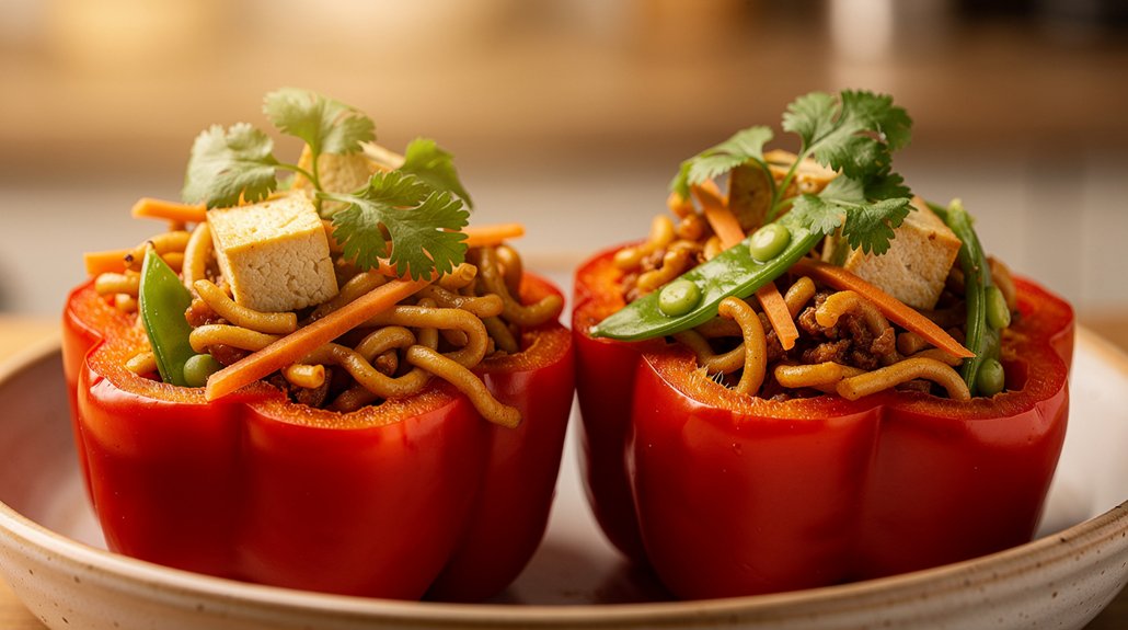 Easy Asian Stuffed Peppers With Tofu - preparation