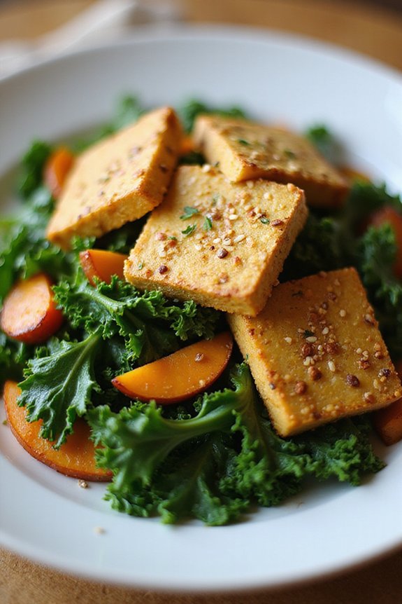Easy Mustard-Crusted Tofu With Kale (30 Minutes) - preparation