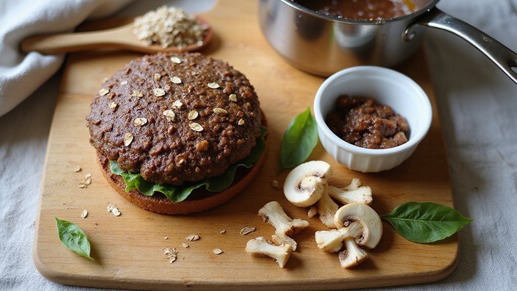 Easy Oat Burgers With Mushrooms (Vegan)