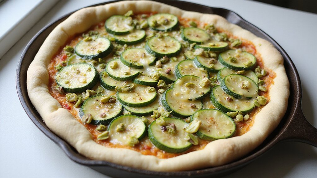 Easy Pan Pizza With Zucchini & Pistachios