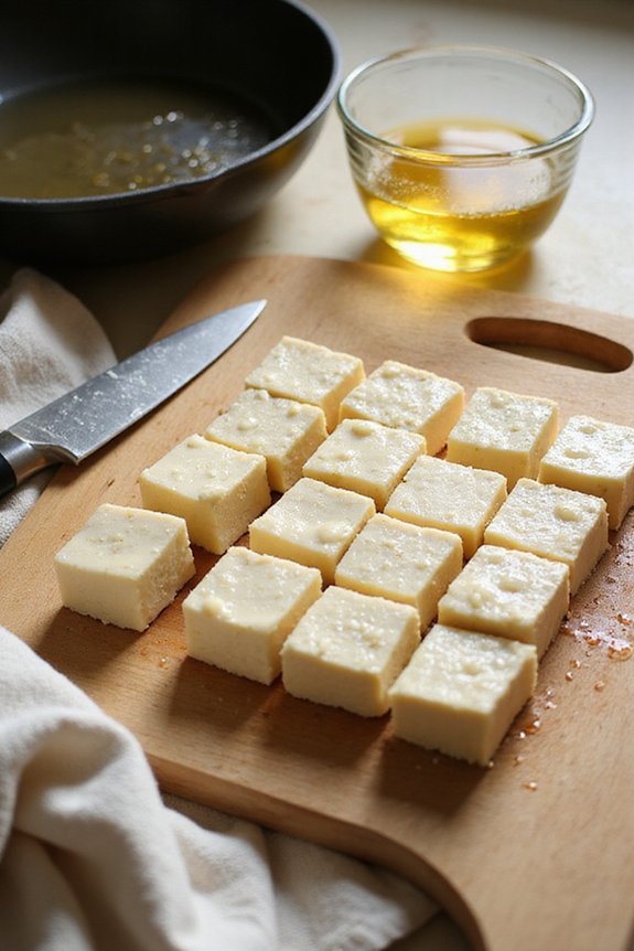 Easy Pan-Fried Tofu With Dipping Sauce - preparation