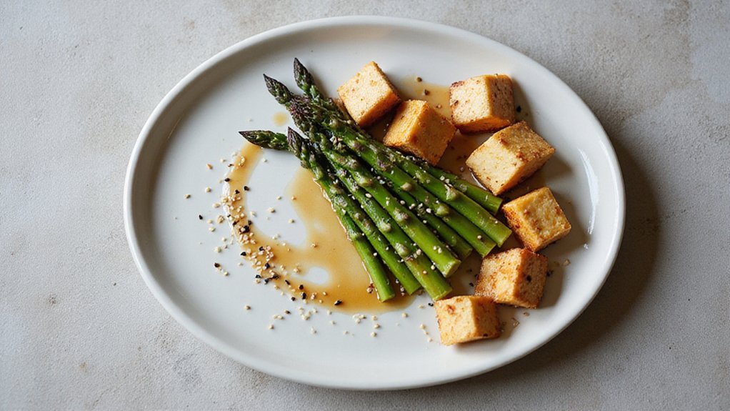 Easy Sesame Asparagus Tofu Salad (20 Minutes)