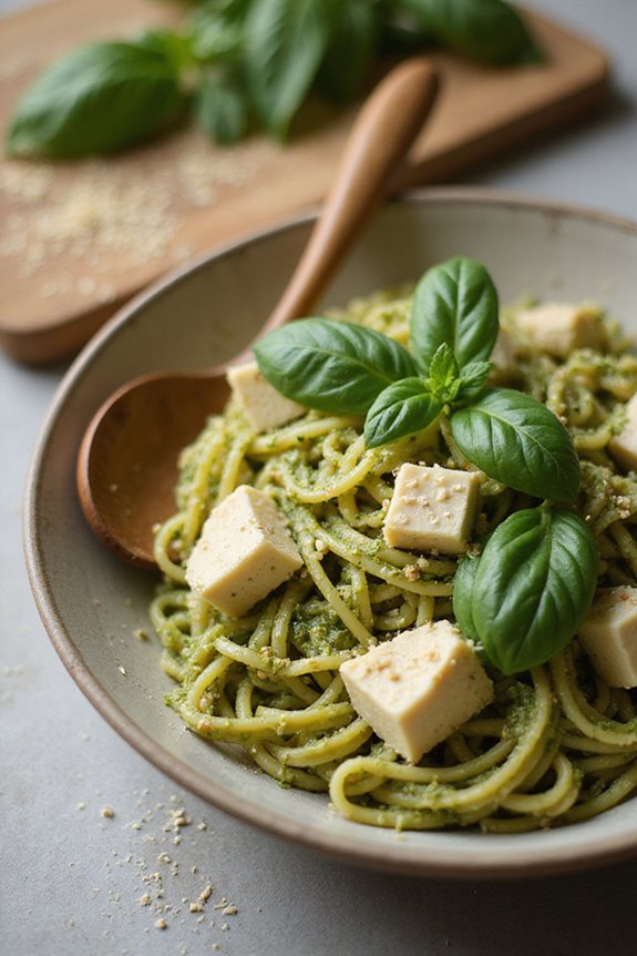 Easy Tofu Pesto Pasta (Plant-Based Classic) - preparation