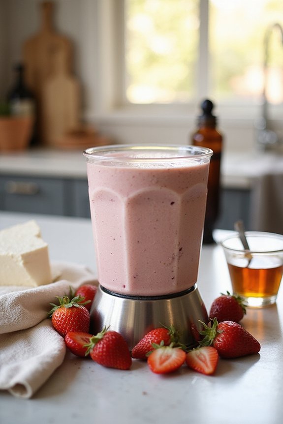Easy Tofu Strawberry Ice Cream (No Churn Recipe) - preparation