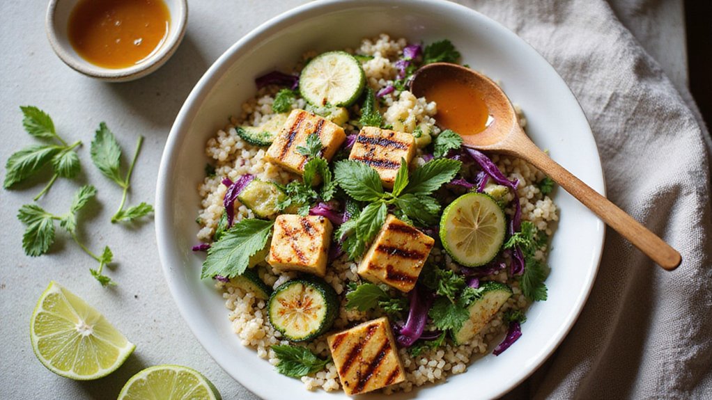 Easy Tofu and Vegetable Rice Salad