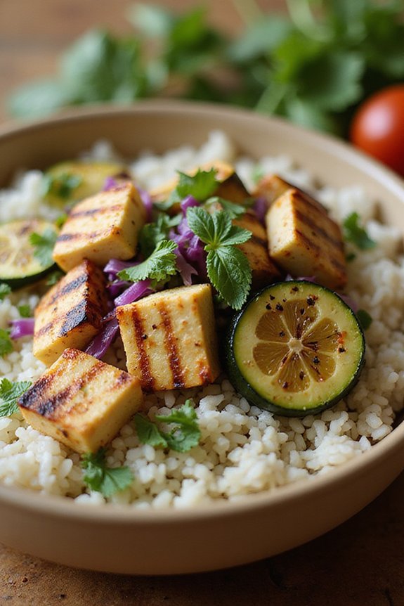 Easy Tofu & Vegetable Rice Salad (Quick) - preparation