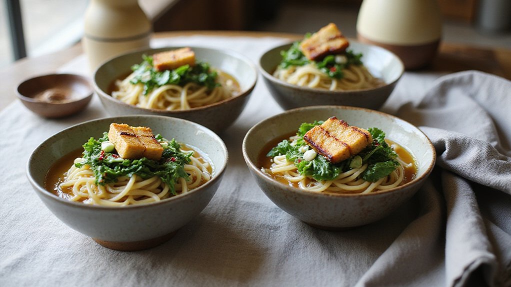 Easy Udon With Crispy Tofu & Asian Greens