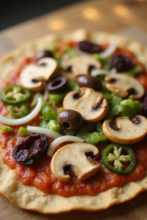 Easy Vegan Vegetable Double-Tortilla Pizza - preparation