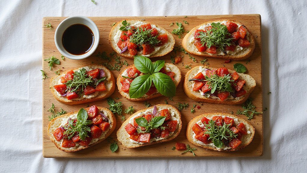 Fresh Vegan Spring Bruschetta (Party Appetizer)