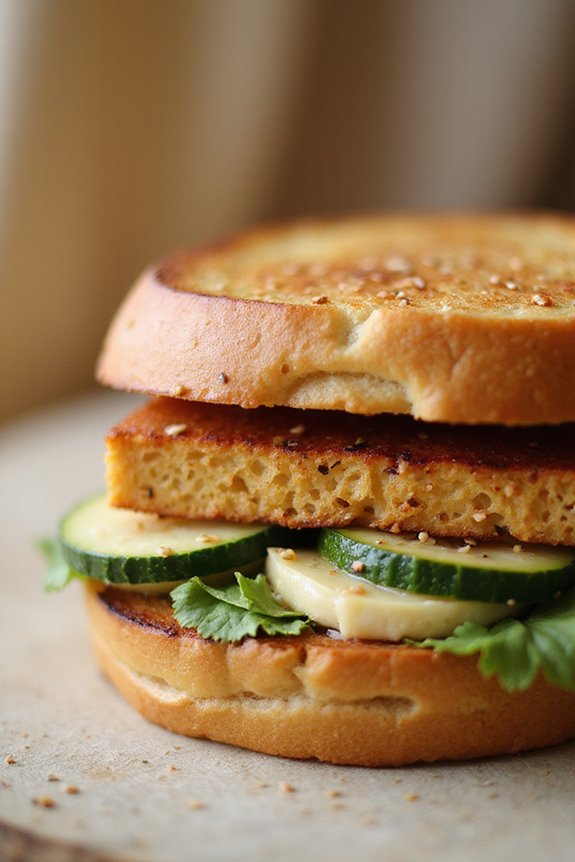 Grilled Vegan Tofu & Zucchini Sandwich - preparation