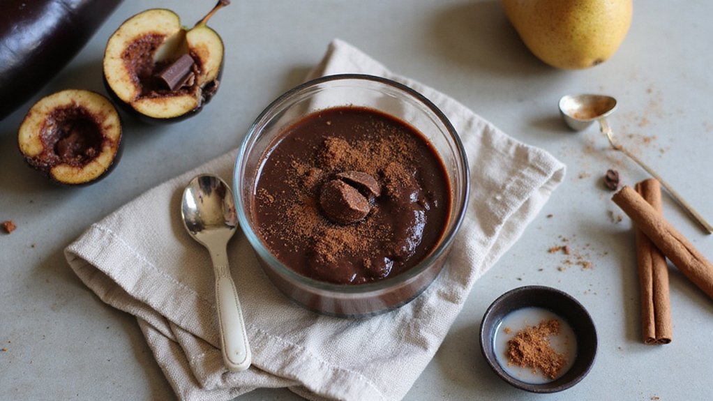 Healthy Chocolate Aubergine Pear Pudding (Vegan)