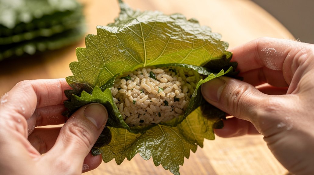 Homemade Vegan Dolmades (Grape Leaves) - preparation