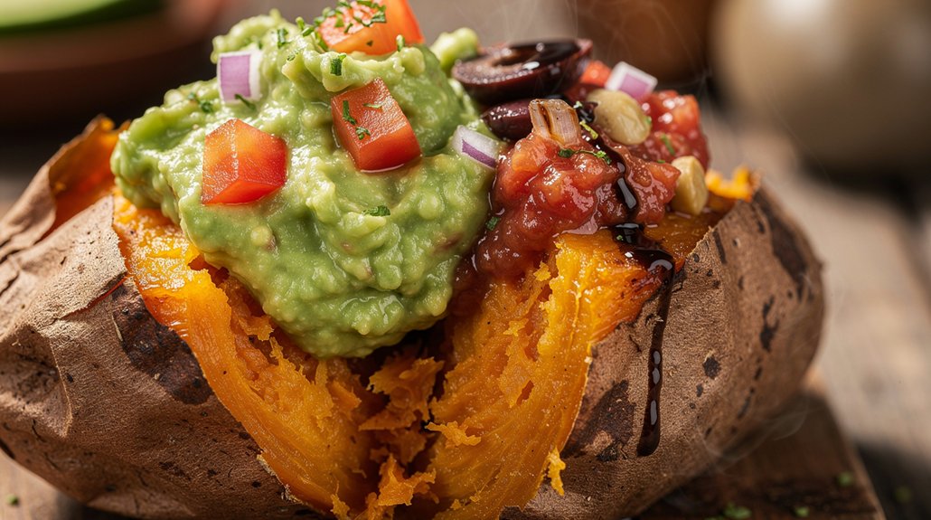 Loaded Baked Sweet Potatoes (5 Toppings) - preparation