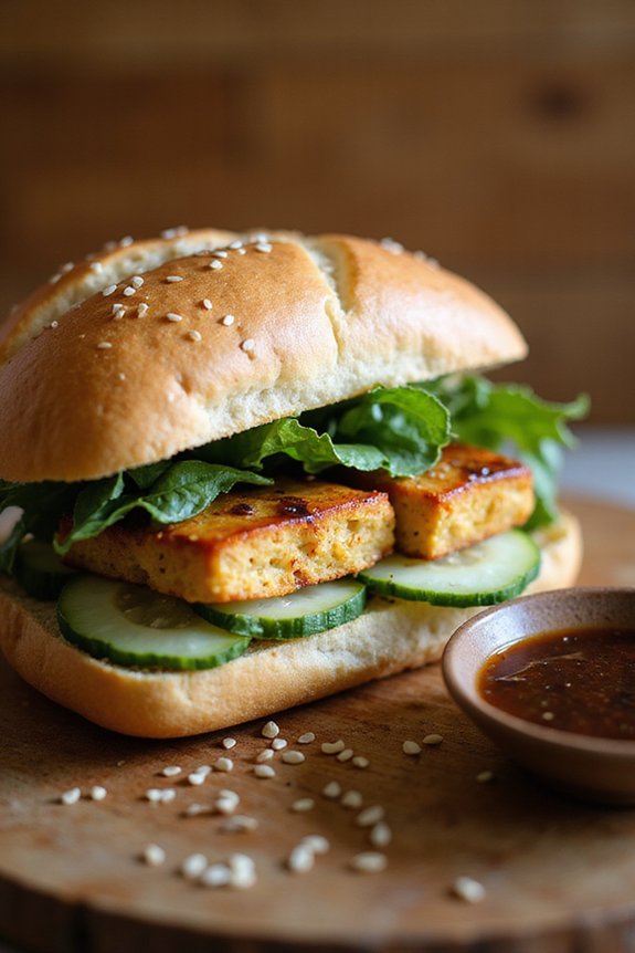 Marinated Sesame Tofu on Ciabatta - preparation