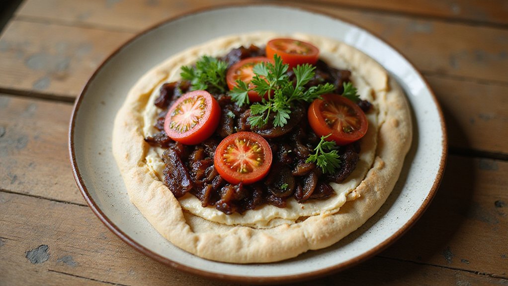 Pitta With Tofu Spread & Caramelized Onions