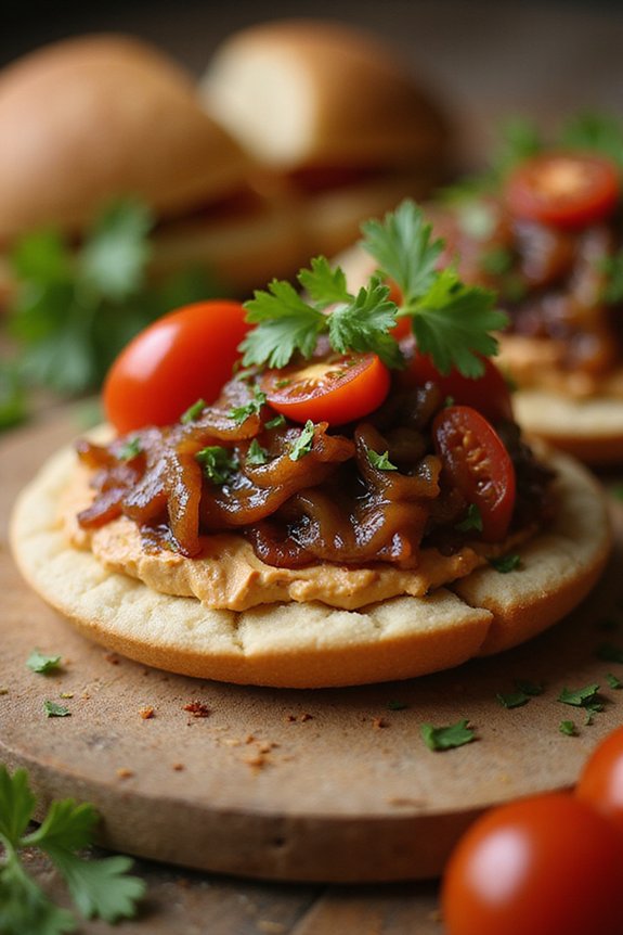Pitta With Tofu Spread & Caramelized Onions - preparation