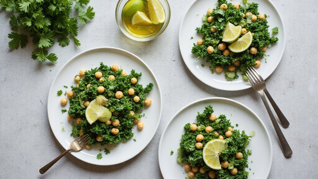 Quick Vegan Chickpea Kale With Cilantro-Lime