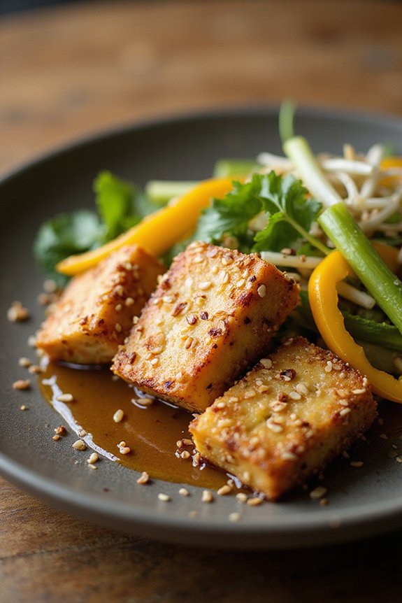 Seared Sesame Tofu With Asian Salad (Easy) - preparation