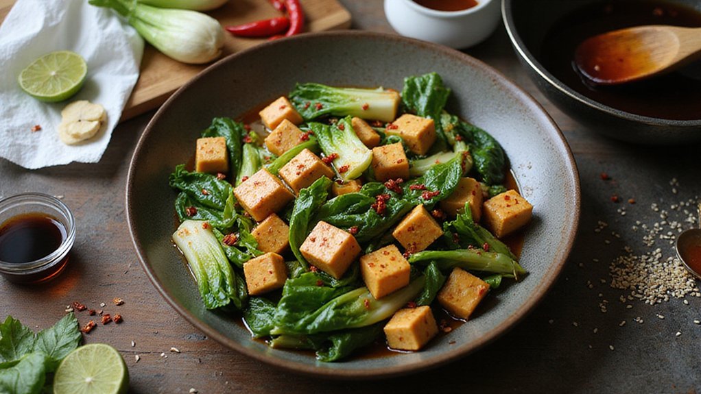 Spicy Stir-Fried Tofu & Bok Choy (Easy)