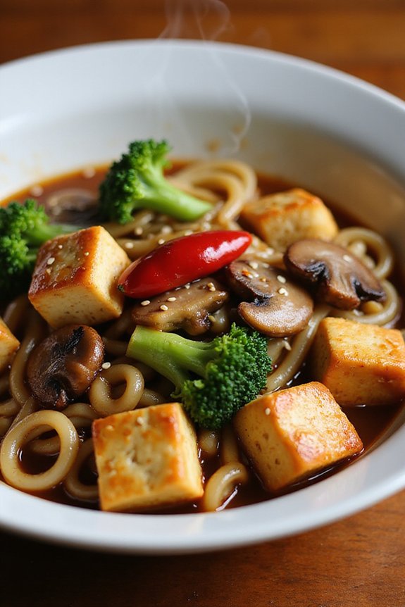 Spicy Udon Noodles With Crispy Tofu (Restaurant-Style) - preparation