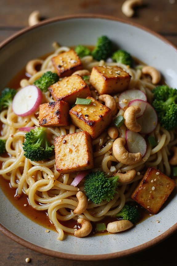 Spicy Udon With Crispy Tofu & Cashews (Restaurant-Quality) - preparation