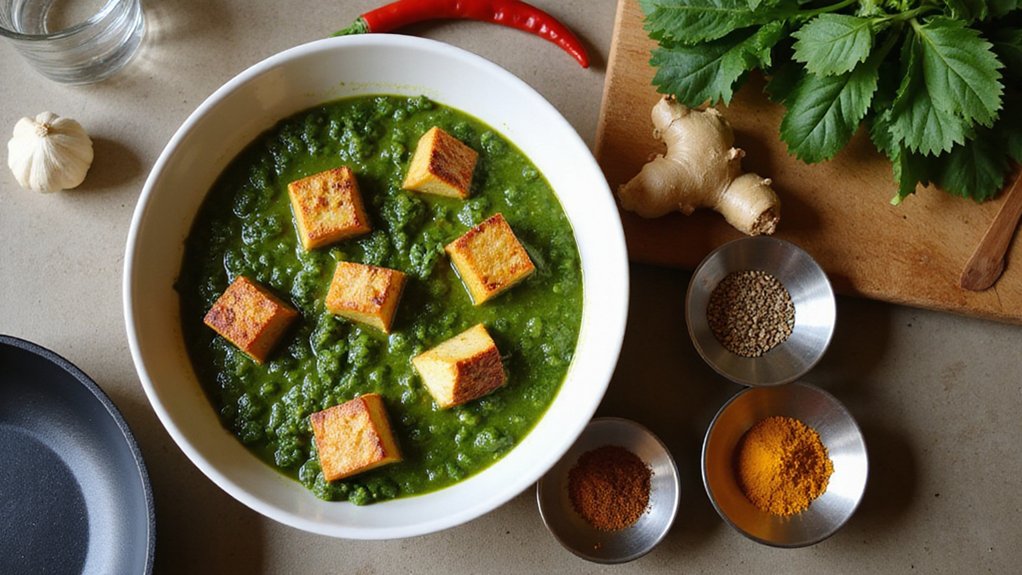 Vegan Palak Paneer with Spinach and Tofu