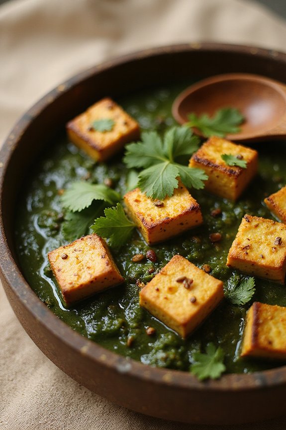 Vegan Palak Paneer (Spinach & Tofu Curry) - preparation