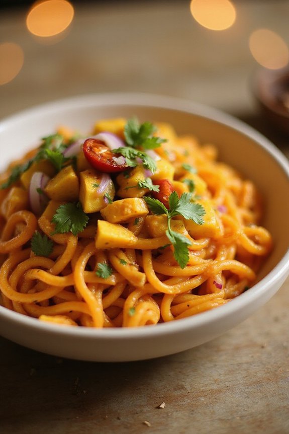 Vegan Sweet Potato Noodle Coconut Curry - preparation