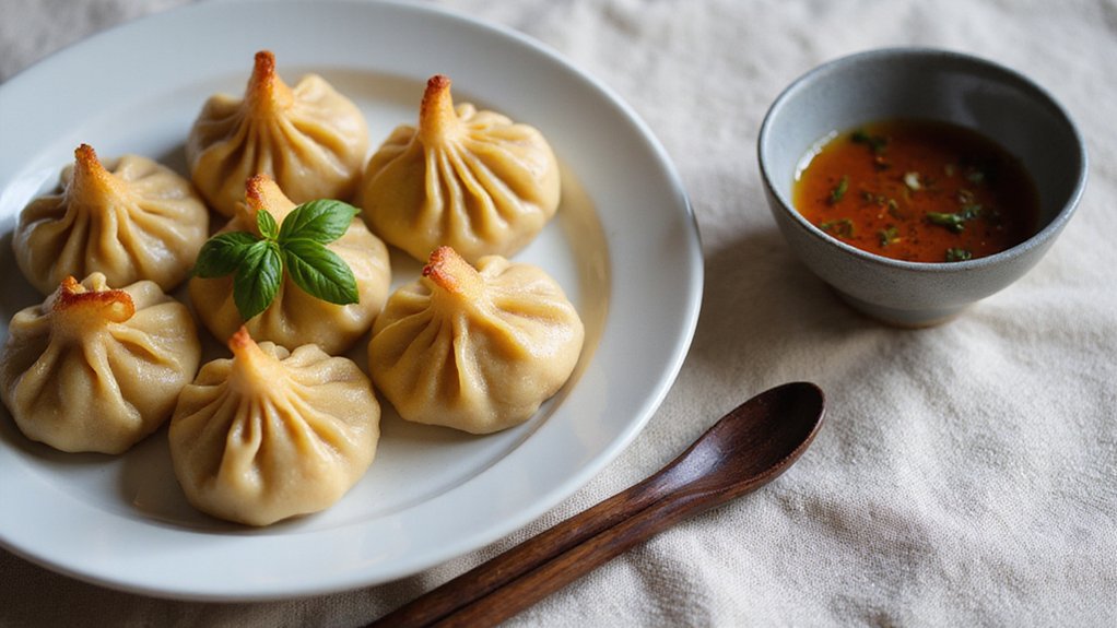 Yam Basil Dumplings With Dipping Sauce (Homemade)