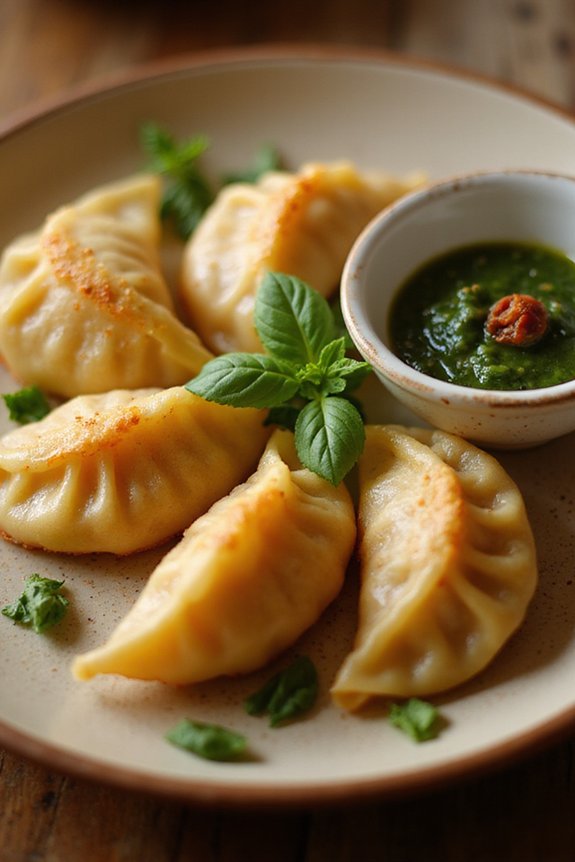 Yam Basil Dumplings With Dipping Sauce (Homemade) - preparation